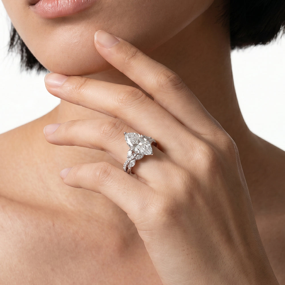Marquise Cut Enchanting Vine Engagement Ring with Lab Grown Diamond in 14KT Rose Gold view 3
