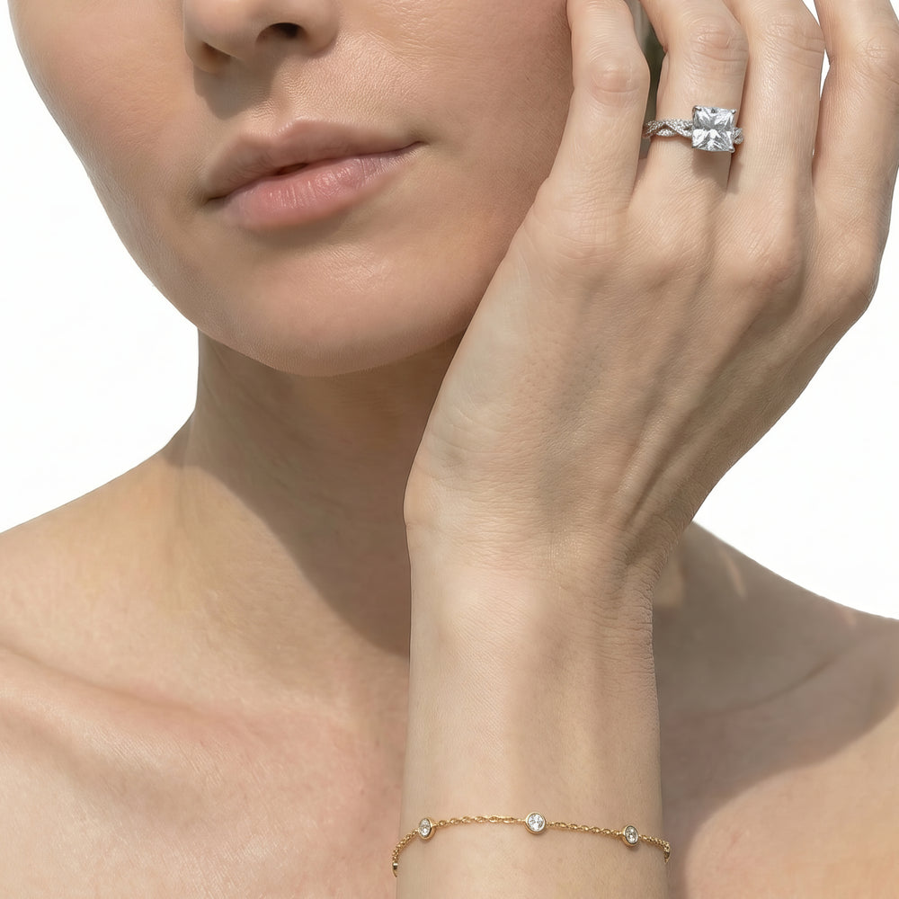Emerald Cut Fine Glamour Twisted Diamond Engagement Ring with Lab Grown Diamond in 14KT Yellow Gold view 3
