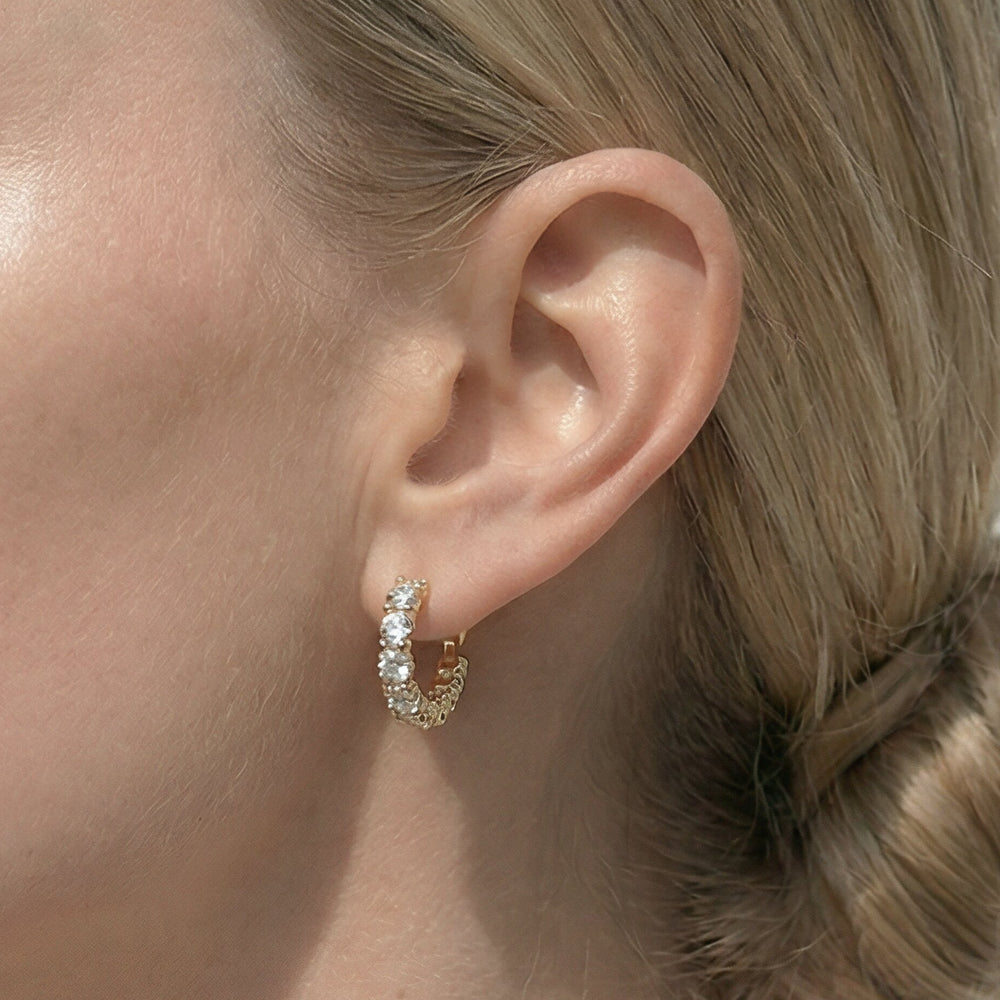 The Fulton Hoops with Platinum / Lab / 2 1/10 Cut Diamond in 14KT Platinum / Lab / 2 1/10 view 3
