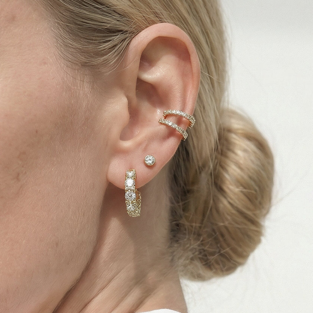 The Fulton Hoops with 18KT Rose Gold / Lab / 2 1/10 Cut Diamond in 14KT Rose Gold / Lab / 2 1/10 view 5
