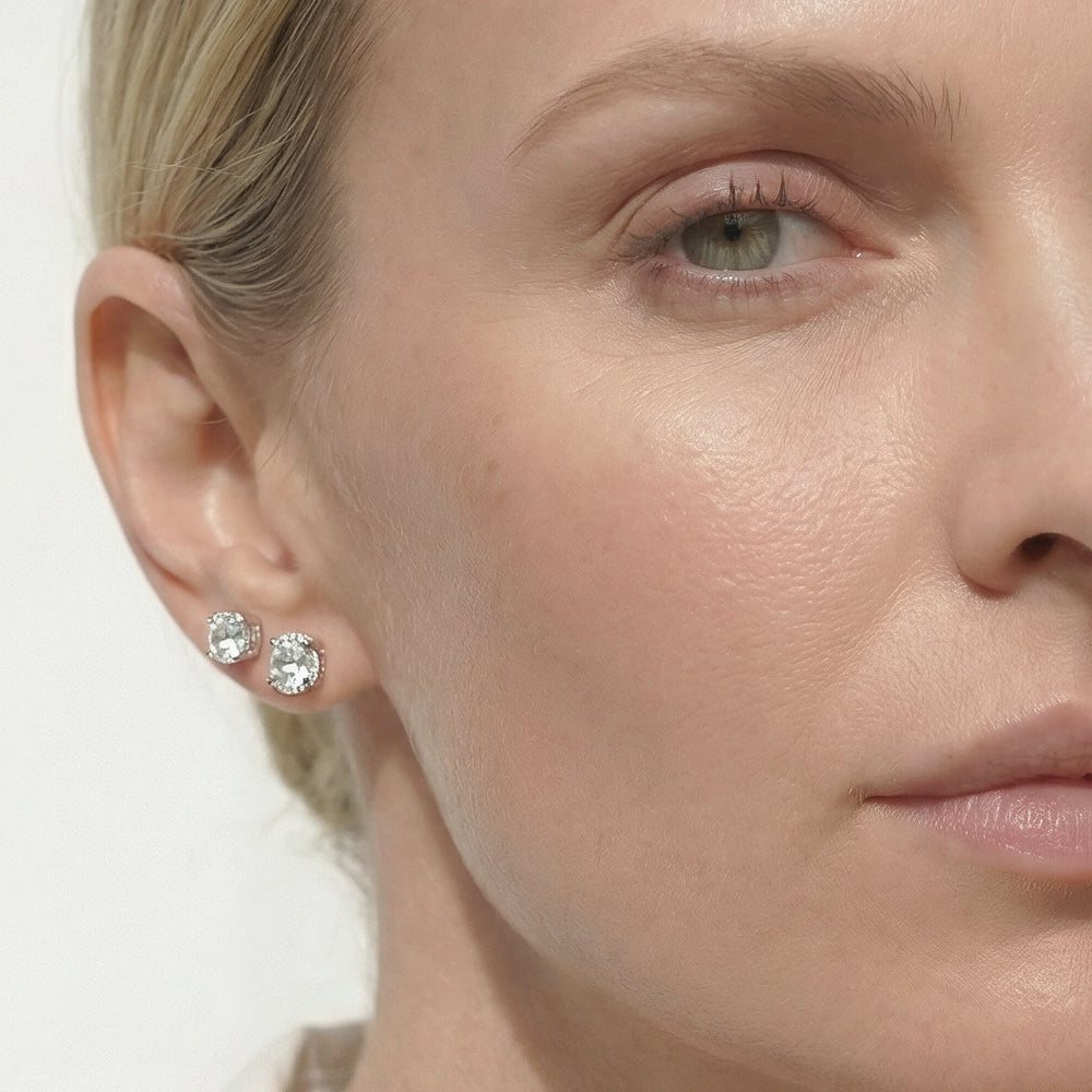 Hidden Halo Round Solitaire Stud Earrings with 14KT Rose Gold / Lab / 2 1/5 Cut Diamond in 14KT Rose Gold / Lab / 2 1/5 view 2
