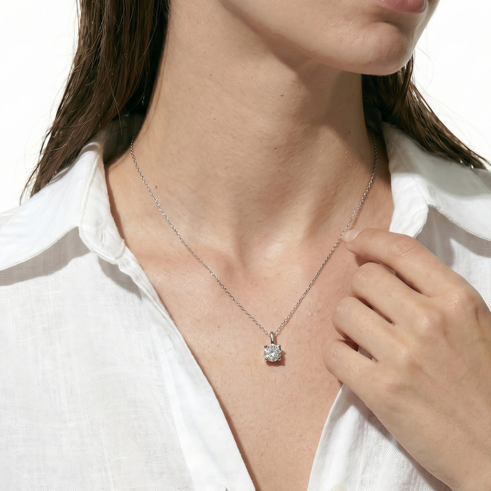 Knife-Edge Bale Round Lab Created Diamond Solitaire Pendant with 14KT Yellow Gold / Lab / 1 Cut Diamond in 14KT Yellow Gold / Lab / 1 view 2
