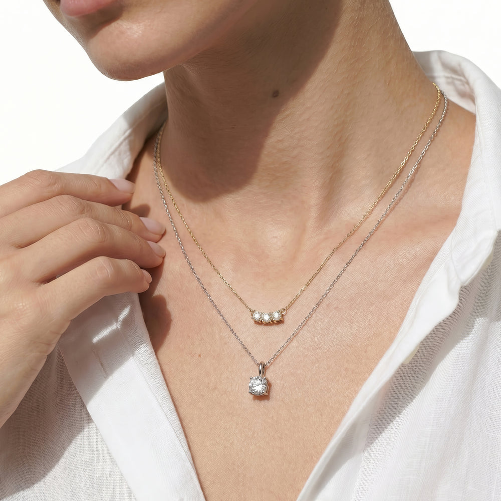 Knife-Edge Bale Round Lab Created Diamond Solitaire Pendant with 14KT Yellow Gold / Lab / 1 Cut Diamond in 14KT Yellow Gold / Lab / 1 view 3
