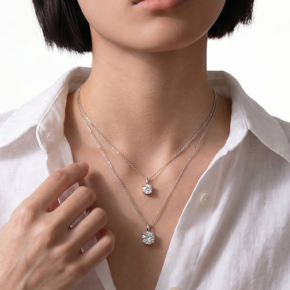 Knife-Edge Bale Round Lab Created Diamond Solitaire Pendant with 14KT Yellow Gold / Lab / 2 Cut Diamond in 14KT Yellow Gold / Lab / 2 view 3

