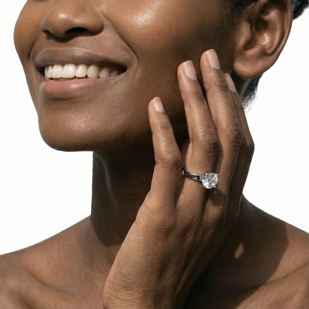 Princess Cut Medi Solitaire Diamond Engagement Ring with Lab Grown Diamond in 14KT Platinum view 2
