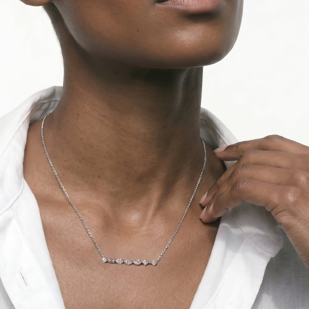 Mixed Fancy Shape Lab Created Diamond Bar Necklace with 14KT Yellow Gold / Lab / 1 Cut Diamond in 14KT Yellow Gold / Lab / 1 view 2
