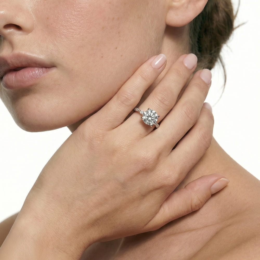 Oval Cut Modern East West Hidden Halo Engagement Ring with Lab Grown Diamond in 14KT Platinum view 2
