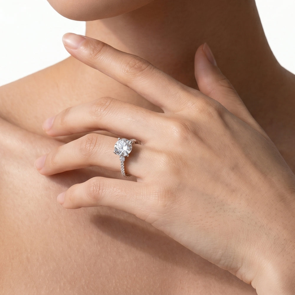 Pave Love Knot Diamond Engagement Ring with Pear Cut Diamond in 14KT Rose Gold view 2
