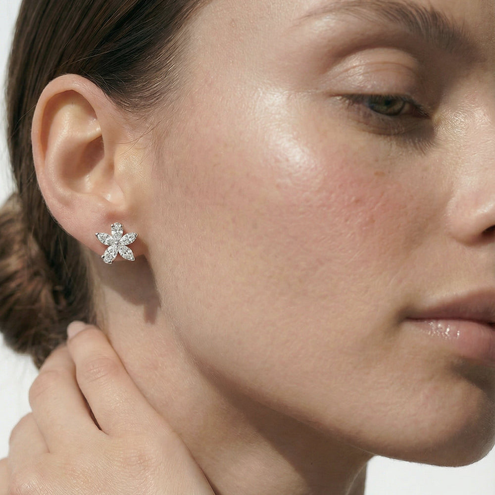 Plumeria Studs with 14KT Rose Gold / Lab / 2 1/5 Cut Diamond in 14KT Rose Gold / Lab / 2 1/5 view 4
