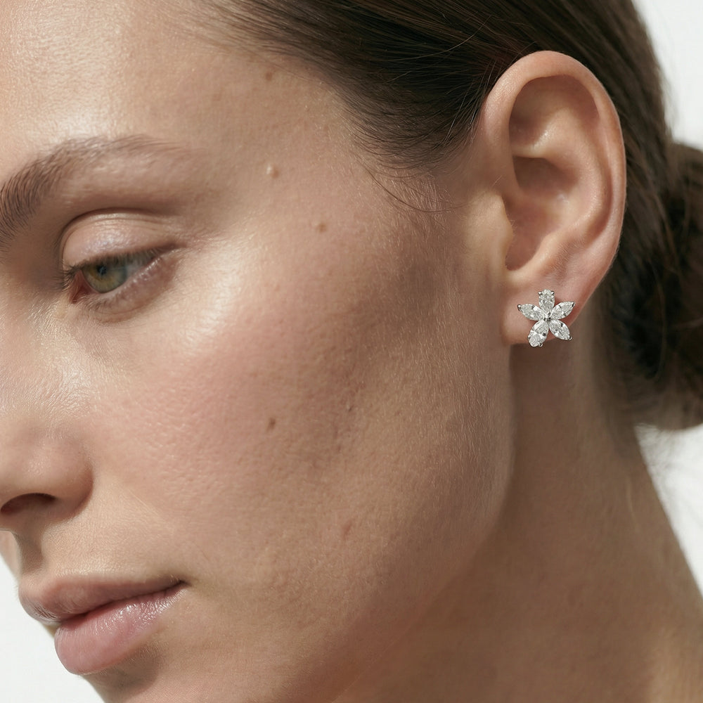 Plumeria Studs with 14KT Yellow Gold / Lab / 2 1/5 Cut Diamond in 14KT Yellow Gold / Lab / 2 1/5 view 3
