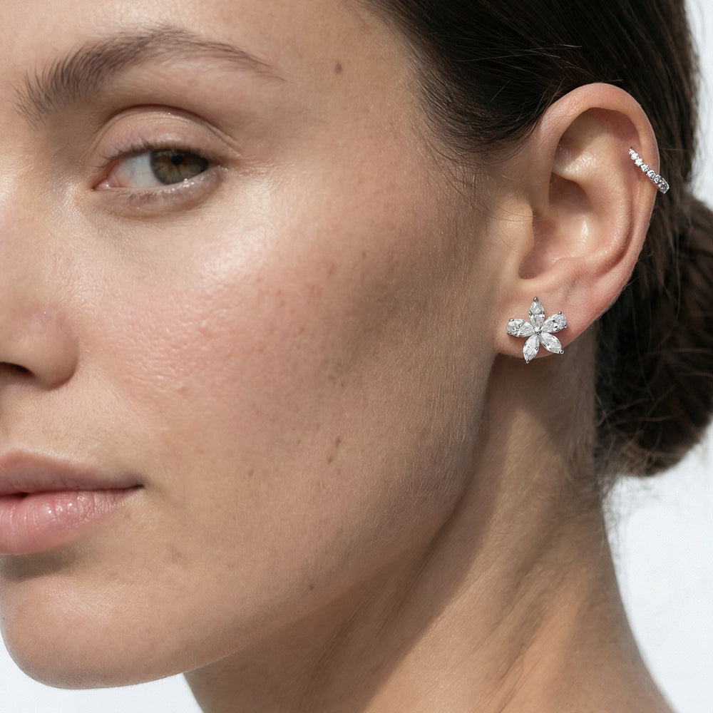 Plumeria Studs with 14KT Yellow Gold / Lab / 2 1/5 Cut Diamond in 14KT Yellow Gold / Lab / 2 1/5 view 8
