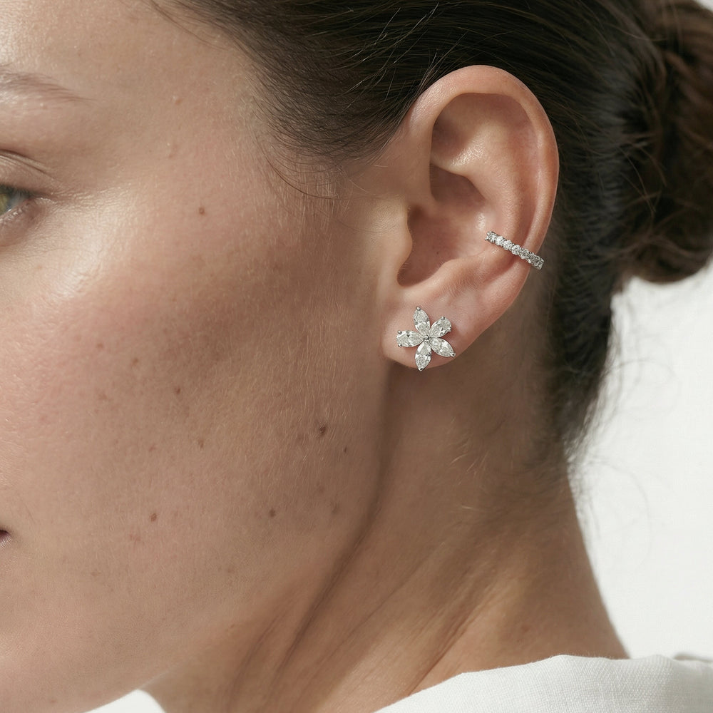 Plumeria Studs with 14KT Rose Gold / Lab / 2 1/5 Cut Diamond in 14KT Rose Gold / Lab / 2 1/5 view 5
