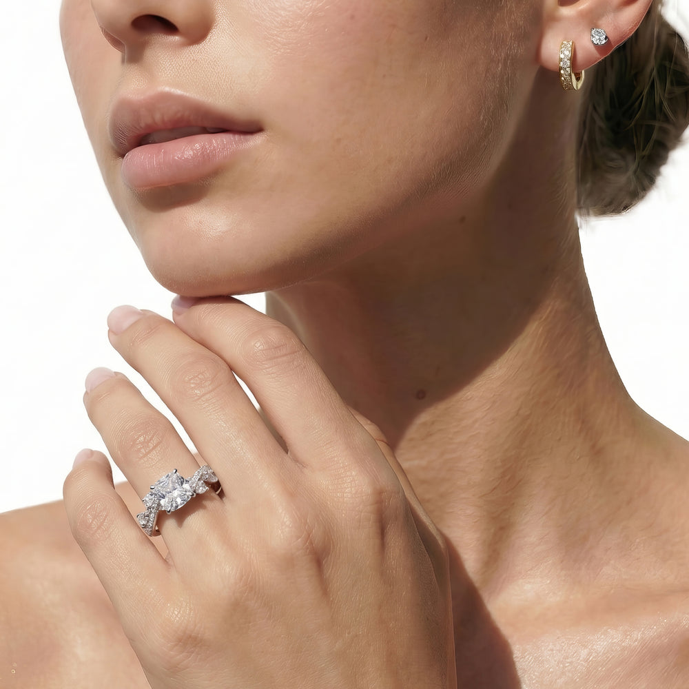 Cushion Cut Regal Vine Engagement Ring with Lab Grown Diamond in 14KT Rose Gold view 3
