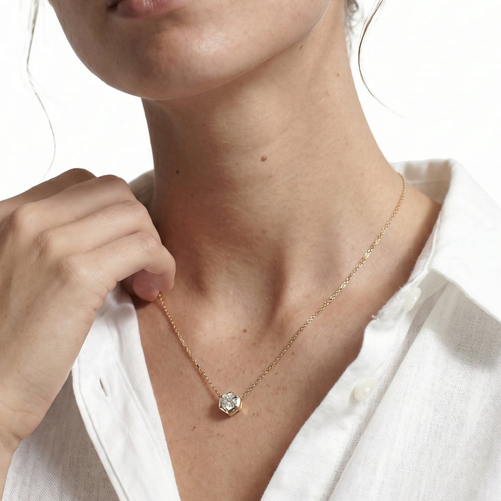 Signature Solitaire Diamond Pendant with 14KT Yellow Gold / Lab / 1/2 Cut Diamond in 14KT Yellow Gold / Lab / 1/2 view 2
