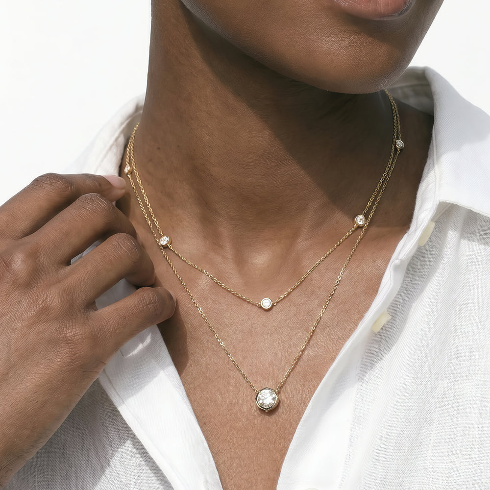 Signature Solitaire Diamond Pendant with 14KT Yellow Gold / Lab / 1/2 Cut Diamond in 14KT Yellow Gold / Lab / 1/2 view 3
