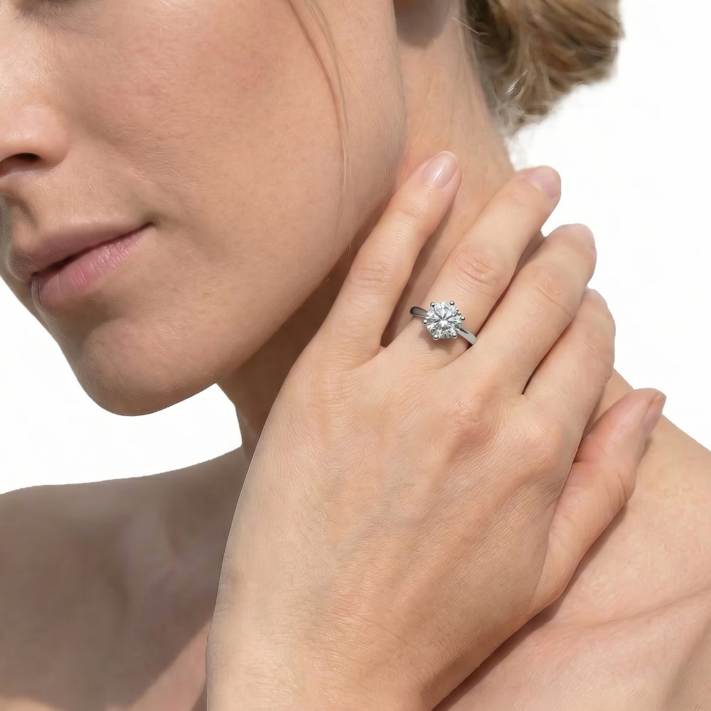 Radiant Cut Six Prong Cathedral Basket Engagement Ring with Lab Grown Diamond in 14KT Rose Gold view 2
