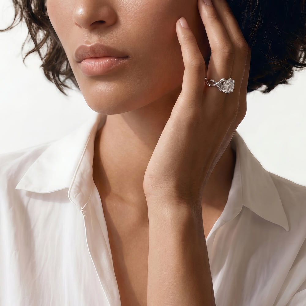 Princess Cut Whispering Vine Solitaire Engagement Ring with Lab Grown Diamond in 14KT Yellow Gold view 2
