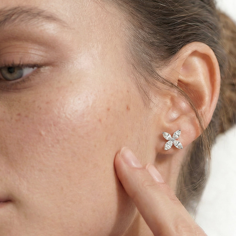 Wildflower Studs with 14KT Yellow Gold / Lab / 2 Cut Diamond in 14KT Yellow Gold / Lab / 2 view 2
