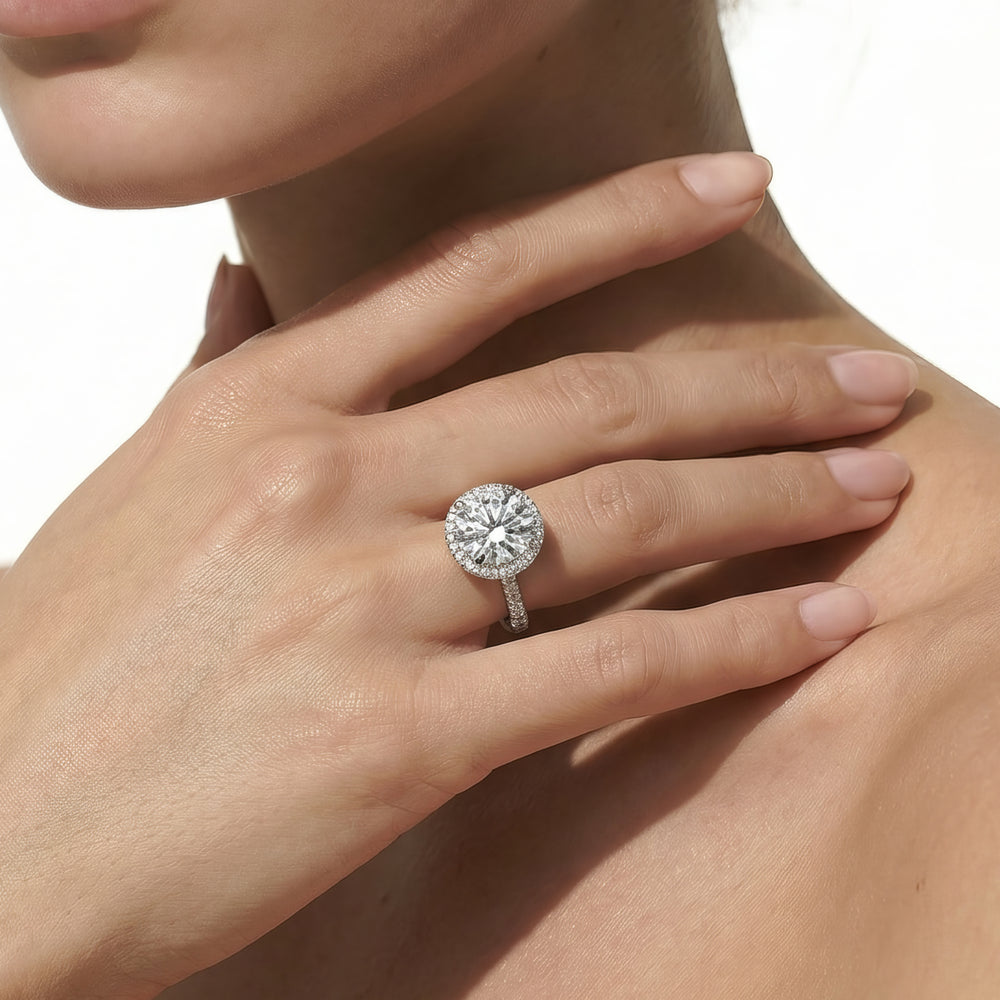 The Windsor Halo Ring with Round Cut Diamond in 14KT Platinum view 4
