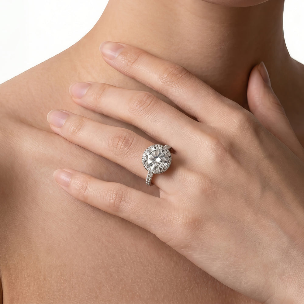 The Windsor Halo Ring with Oval Cut Diamond in 14KT Yellow Gold view 3
