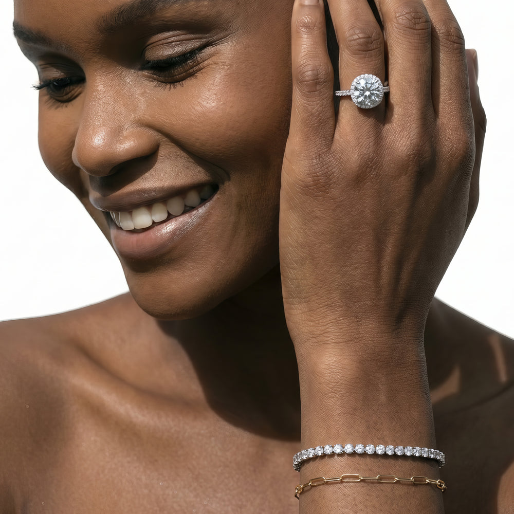The Windsor Halo Ring with Round Cut Diamond in 14KT Platinum view 5
