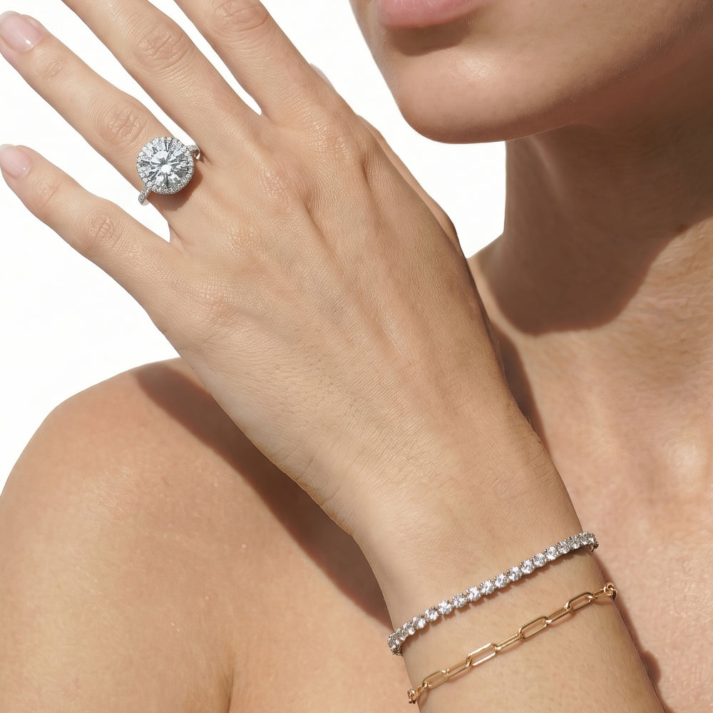 The Windsor Halo Ring with Round Cut Diamond in 14KT Rose Gold view 6
