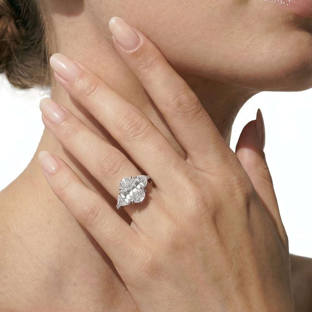 The Windsor Trillion Three Stone Ring with Round Cut Diamond in 14KT Platinum view 3

