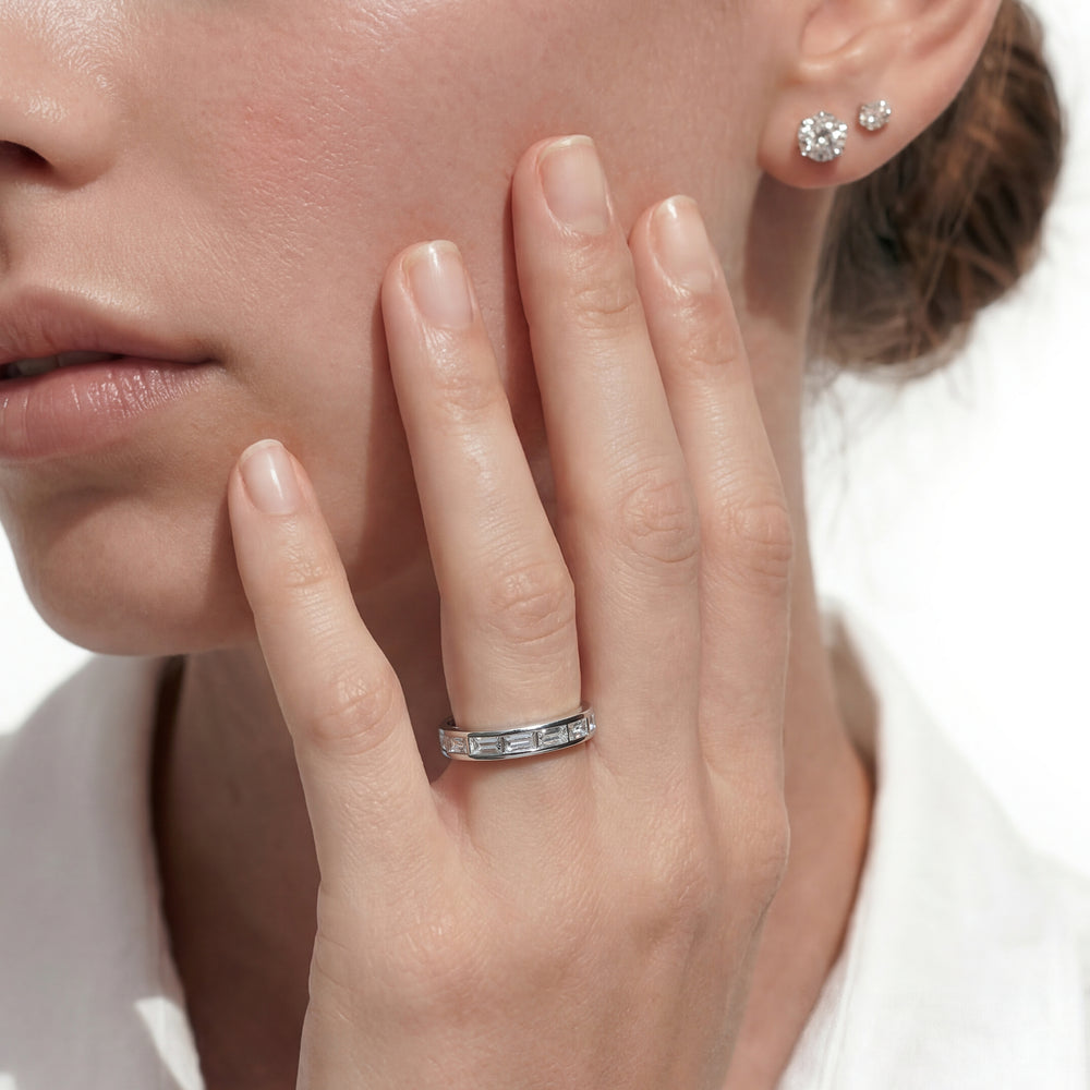 Baguette Diamond East-West Eternity Ring Size 6.25 with 14KT Yellow Gold / Lab / 1 1/4 Cut Diamond in 14KT Yellow Gold / Lab / 1 1/4 view 4
