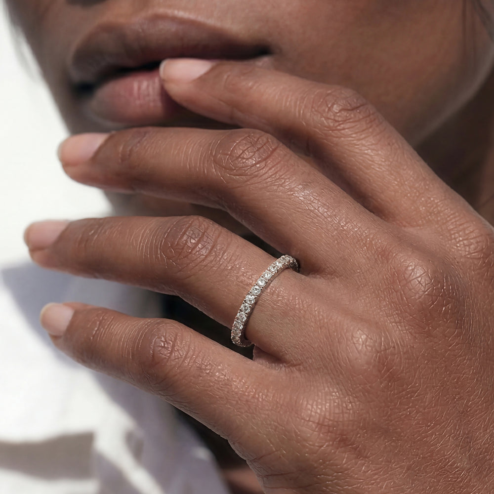 Premium Classic Shared Prong Diamond Eternity Ring (E+ VS+) with Platinum / Lab / 1/2 Cut Diamond in 14KT Platinum / Lab / 1/2 view 2
