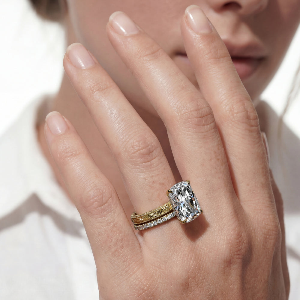 Premium Classic Shared Prong Diamond Eternity Ring (E+ VS+) with 18KT Yellow Gold / Lab / 1/2 Cut Diamond in 14KT Yellow Gold / Lab / 1/2 view 4
