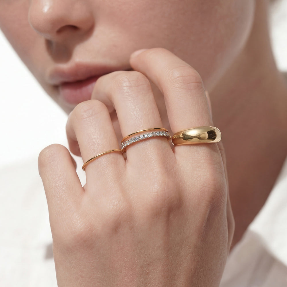 Classic Shared Prong Diamond Eternity Ring (F+ SI+) with 18KT Yellow Gold / Lab / 1/2 Cut Diamond in 14KT Yellow Gold / Lab / 1/2 view 3
