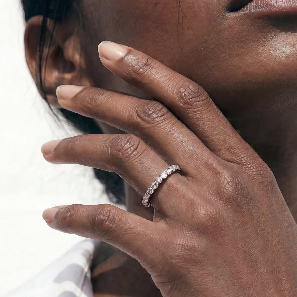 Shared Prong Wave Lab Diamond Eternity Ring Size 8.25 with 18KT White Gold / Lab / 1 Cut Diamond in 14KT White Gold / Lab / 1 view 3
