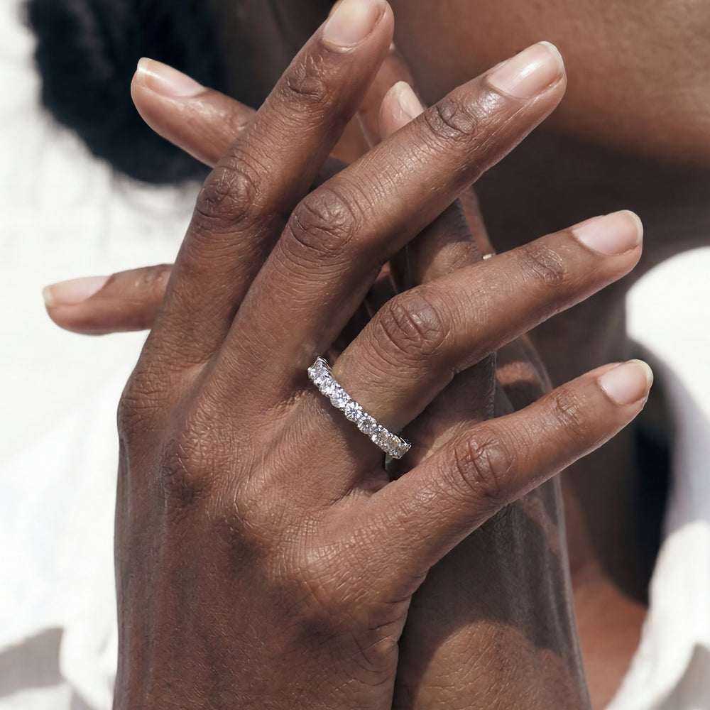 Classic Shared Prong Wave Lab Diamond Eternity Ring (F+ SI+) with 18KT Rose Gold / Natural / 3 1/5 Cut Diamond in 14KT Rose Gold / Natural / 3 1/5 view 2

