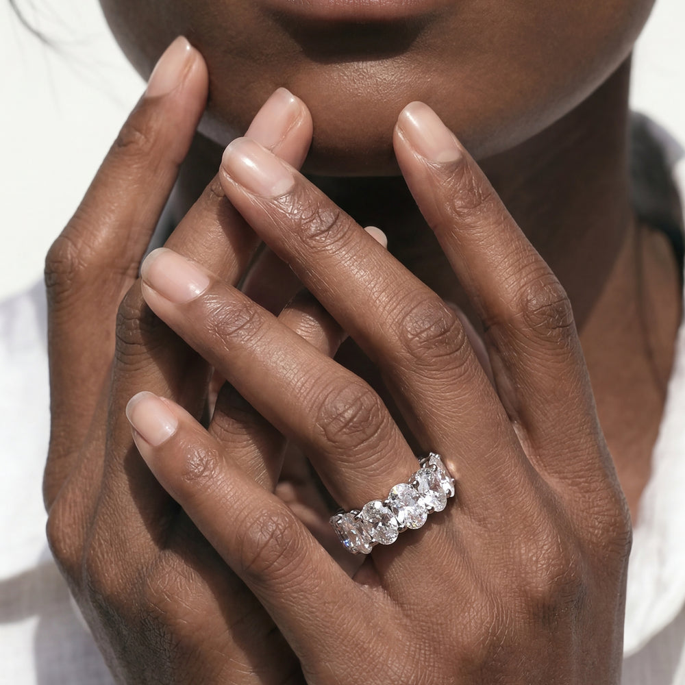 The Columbus Circle Eternity Ring Size 9.25 with Platinum / Lab / 8 1/2 Cut Diamond in 14KT Platinum / Lab / 8 1/2 view 4
