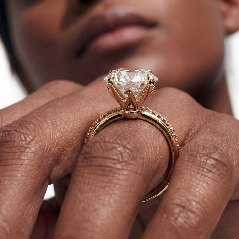 Princess Cut The W Classic Engagement Ring with Lab Grown Diamond in 14KT Rose Gold & Platinum view 4
