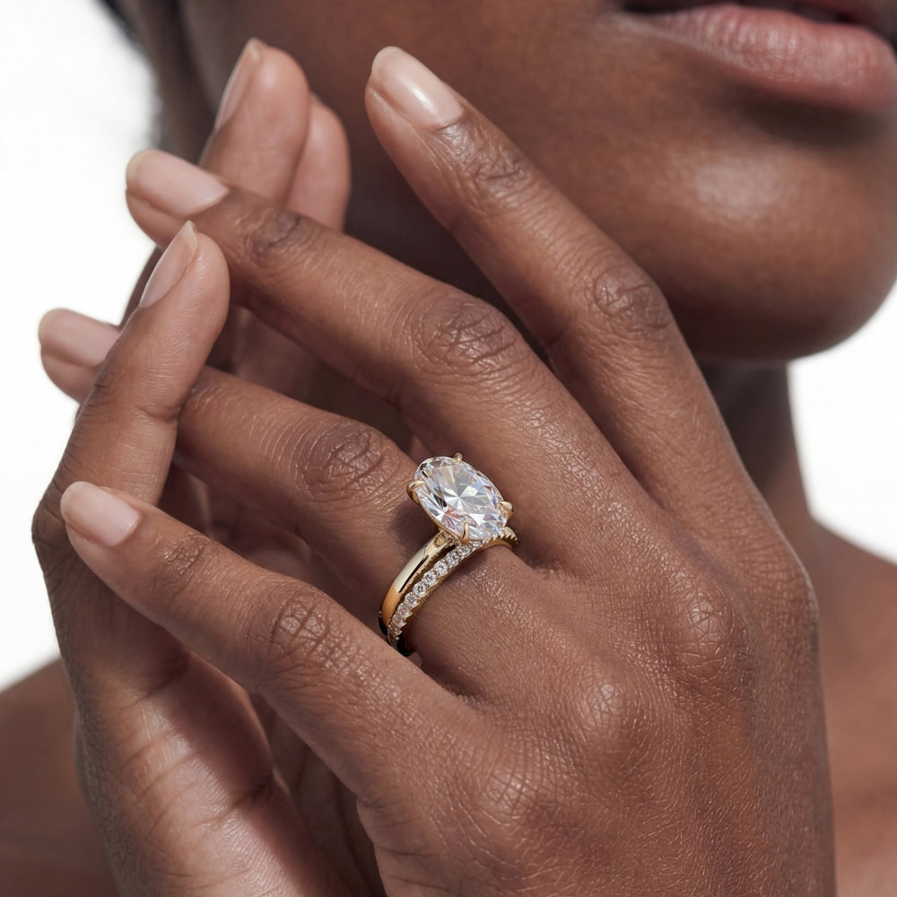 Oval Cut The W Classic Engagement Ring with Lab Grown Diamond in 14KT Platinum view 5
