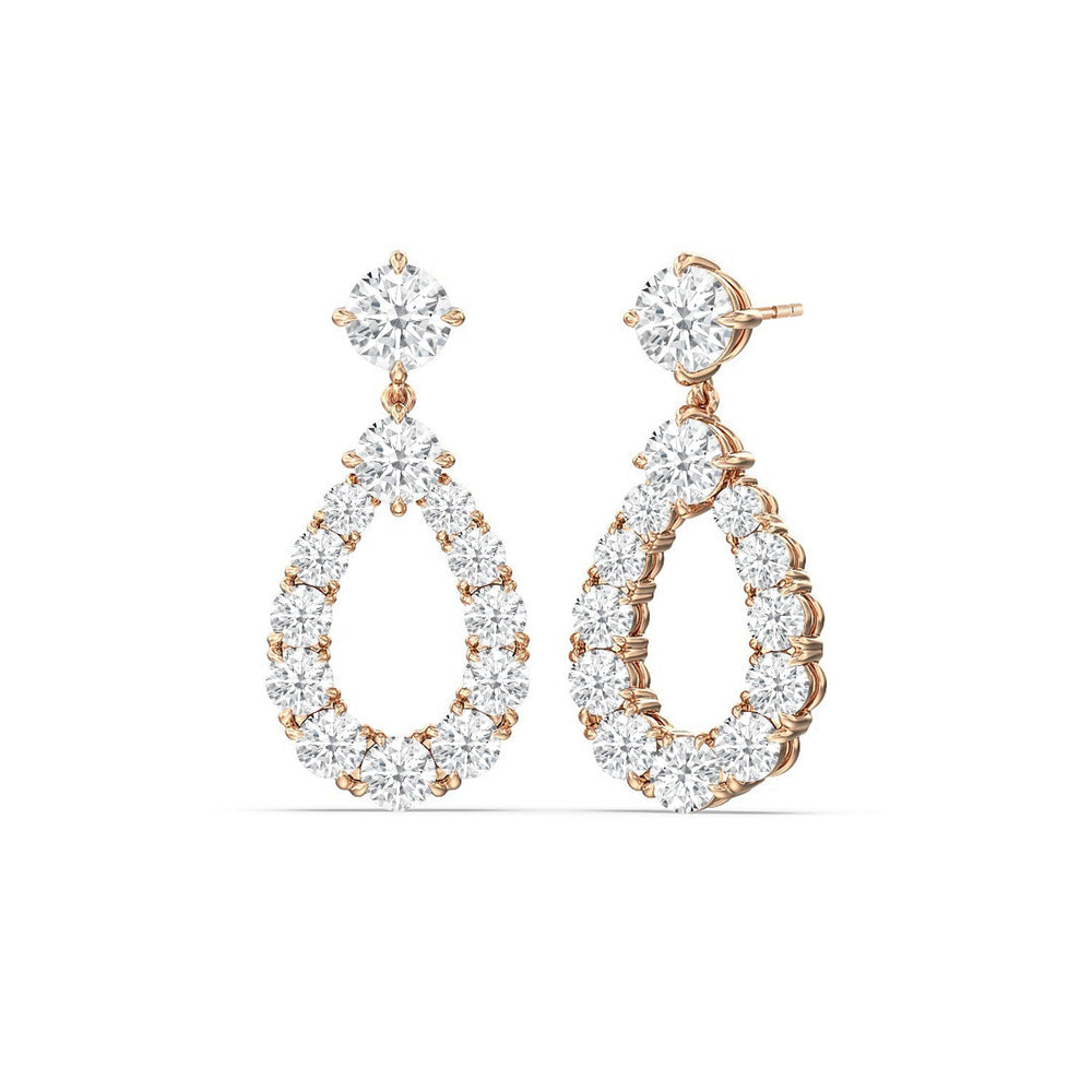 Elegance Tear Drop Earrings with 14KT Rose Gold / Lab / 7 3/4 Cut Diamond in 14KT Rose Gold / Lab / 7 3/4 view 1
