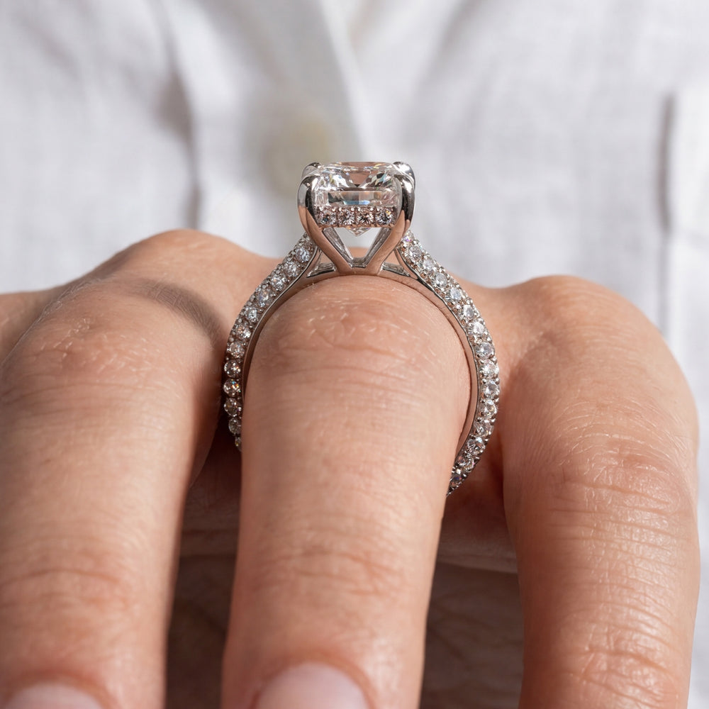 Cushion Cut The Windsor Ring with Lab Grown Diamond in 14KT Yellow Gold view 4
