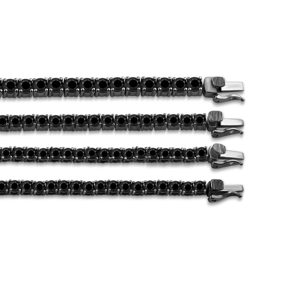 Round Black Diamond Tennis Bracelet with 13 Cut Diamond in 14KT Sterling Silver view 5
