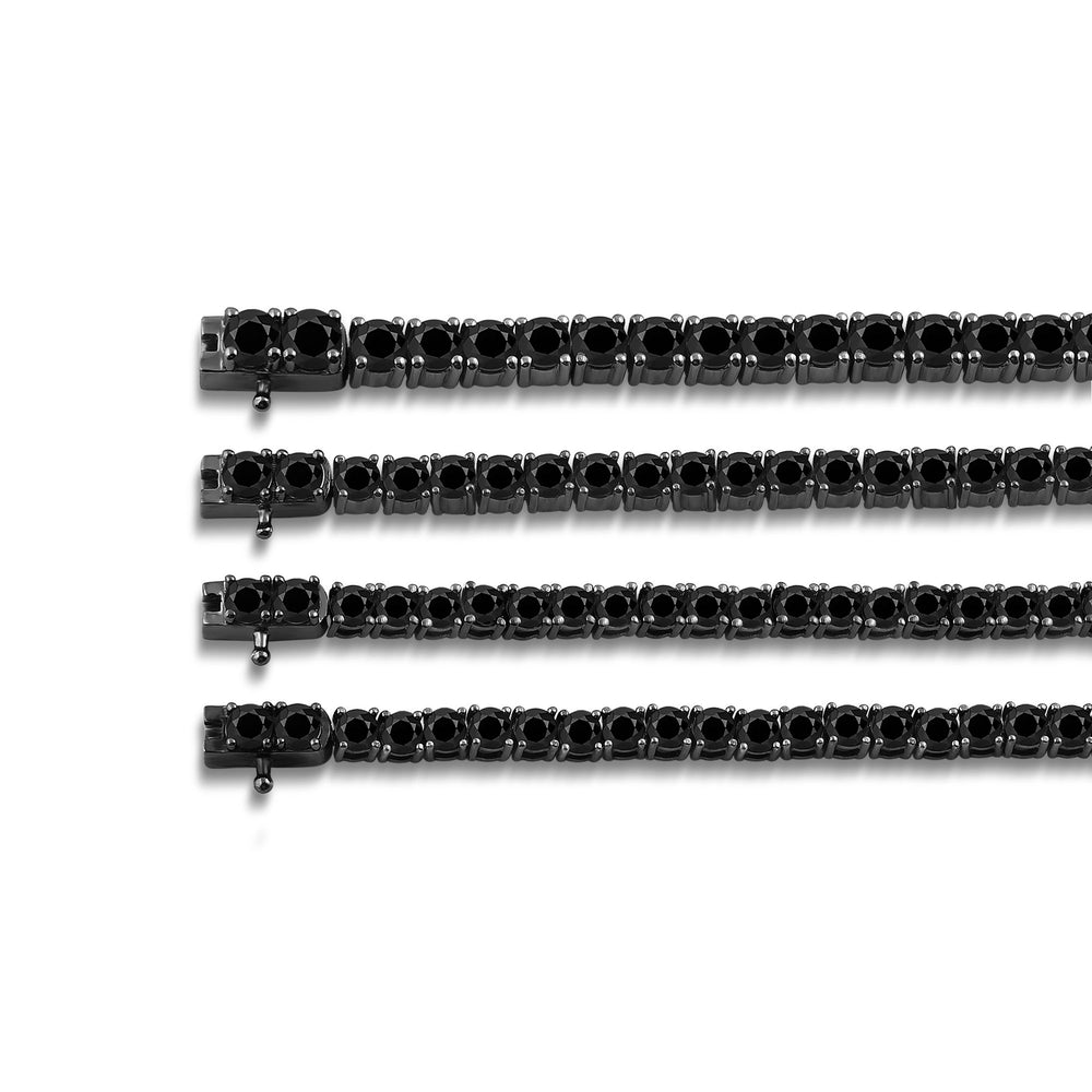 Round Black Diamond Tennis Bracelet with 13 Cut Diamond in 14KT Sterling Silver view 4
