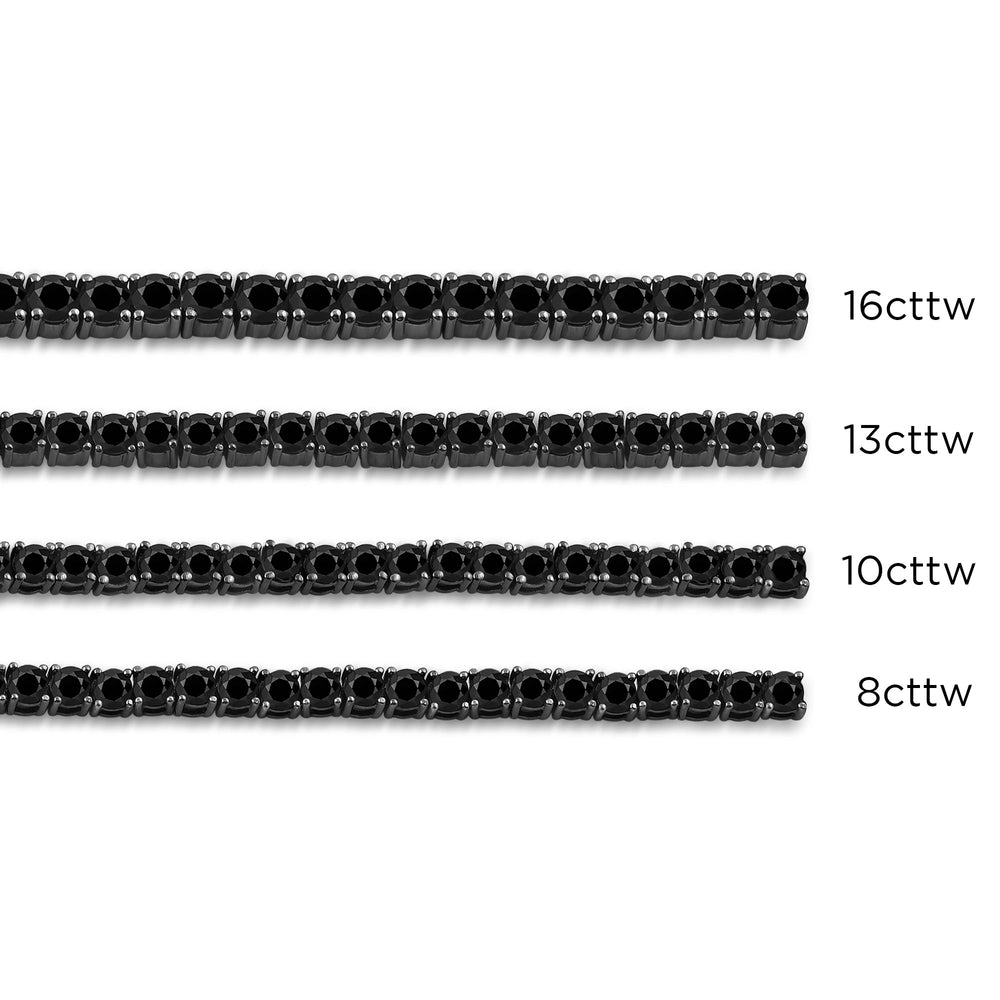 Round Black Diamond Tennis Bracelet with 13 Cut Diamond in 14KT Sterling Silver view 3
