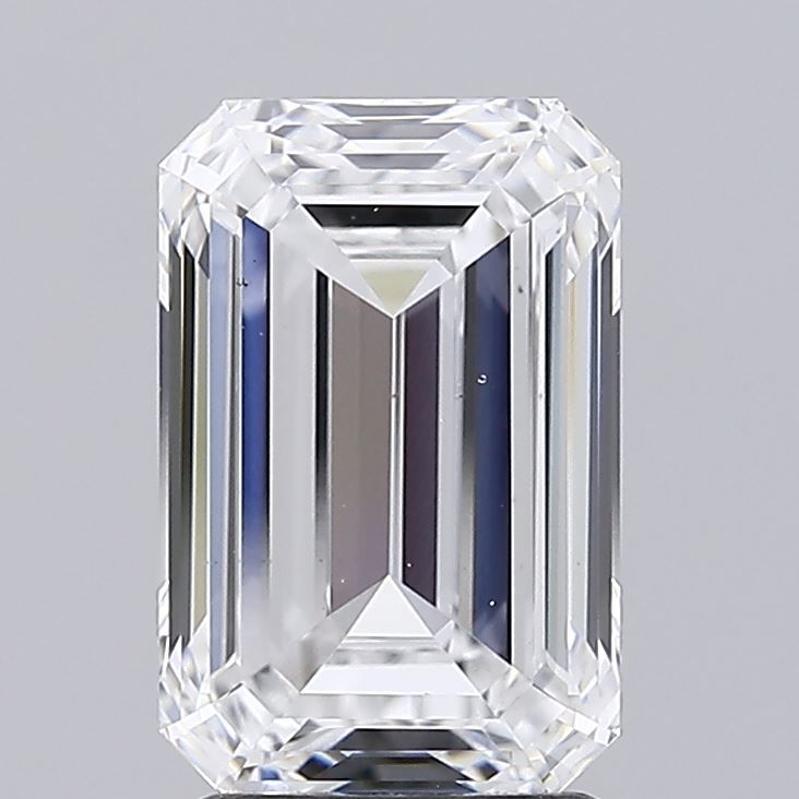 3.01 Carat Emerald Lab Diamond with  Cut Diamond in 14KT  view 1
