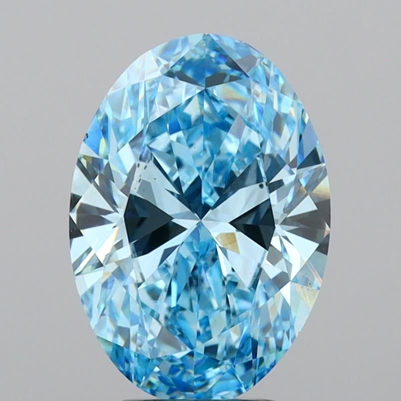 4.01 Carat Oval Lab Diamond with  Cut Diamond in 14KT  view 1
