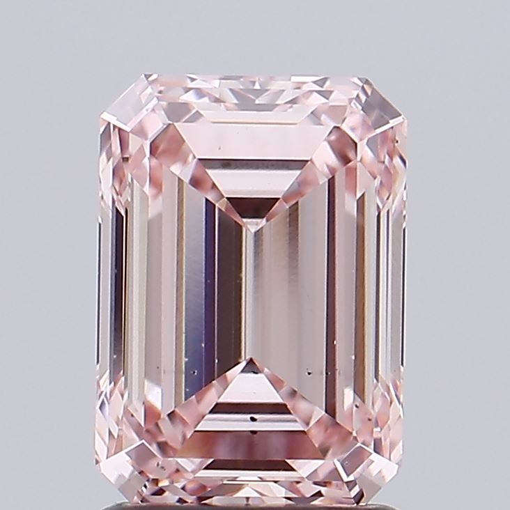 1.7 Carat Emerald Lab Diamond with  Cut Diamond in 14KT  view 1
