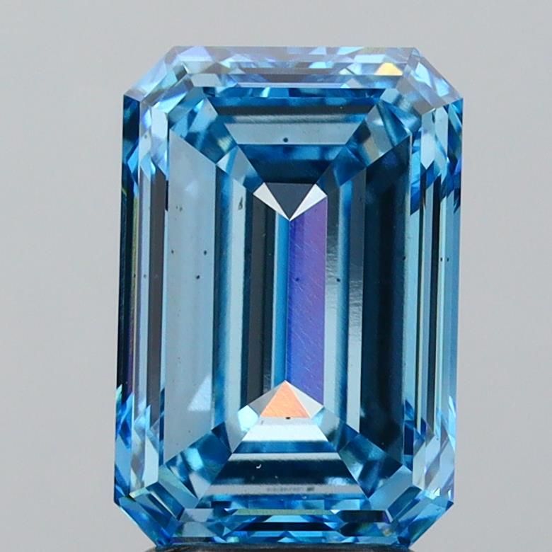 3.21 Carat Emerald Lab Diamond with  Cut Diamond in 14KT  view 1
