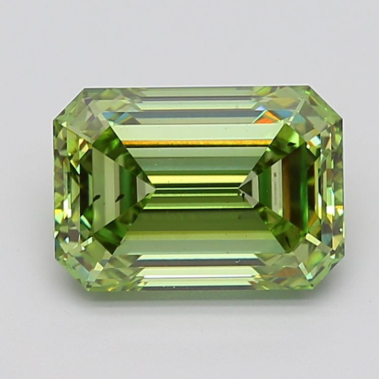 5.06 Carat Emerald Lab Diamond with  Cut Diamond in 14KT  view 1
