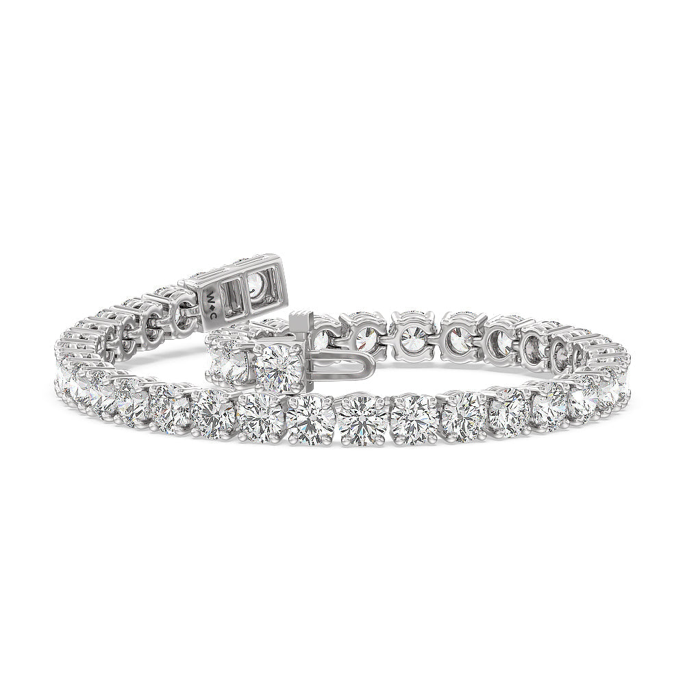 Four Prong Lab Diamond Tennis Bracelet with 12 Cut Diamond in 14KT White Gold view 2
