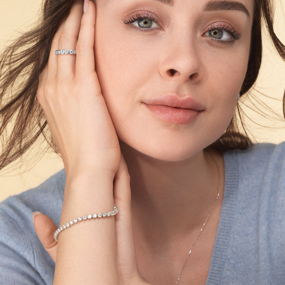 Contemporary 3-Prong Round Lab Diamond Tennis Bracelet with 5 Cut Diamond in 14KT White Gold view 2
