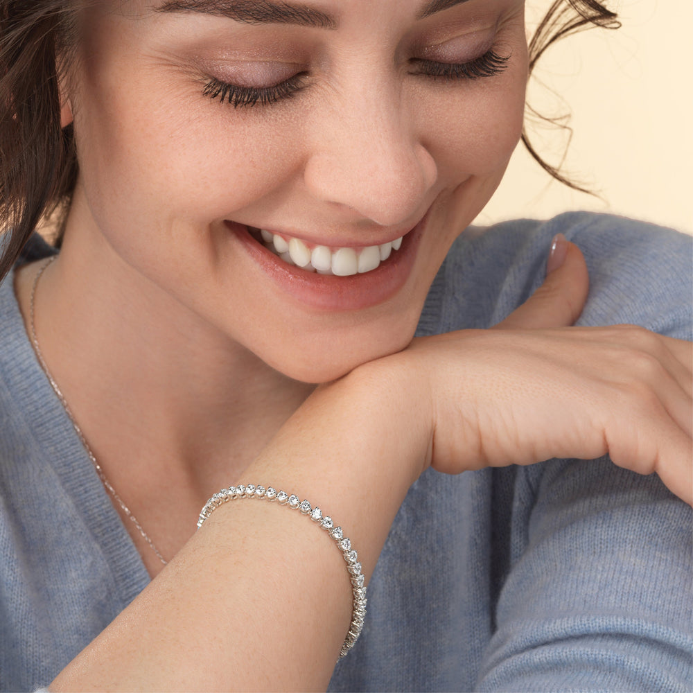 Contemporary 3-Prong Round Lab Diamond Tennis Bracelet with 5 Cut Diamond in 14KT White Gold view 3
