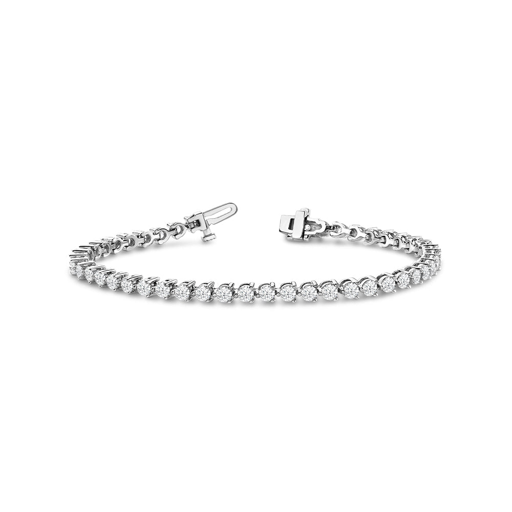 Contemporary 3-Prong Round Lab Diamond Tennis Bracelet with 5 Cut Diamond in 14KT White Gold view 1

